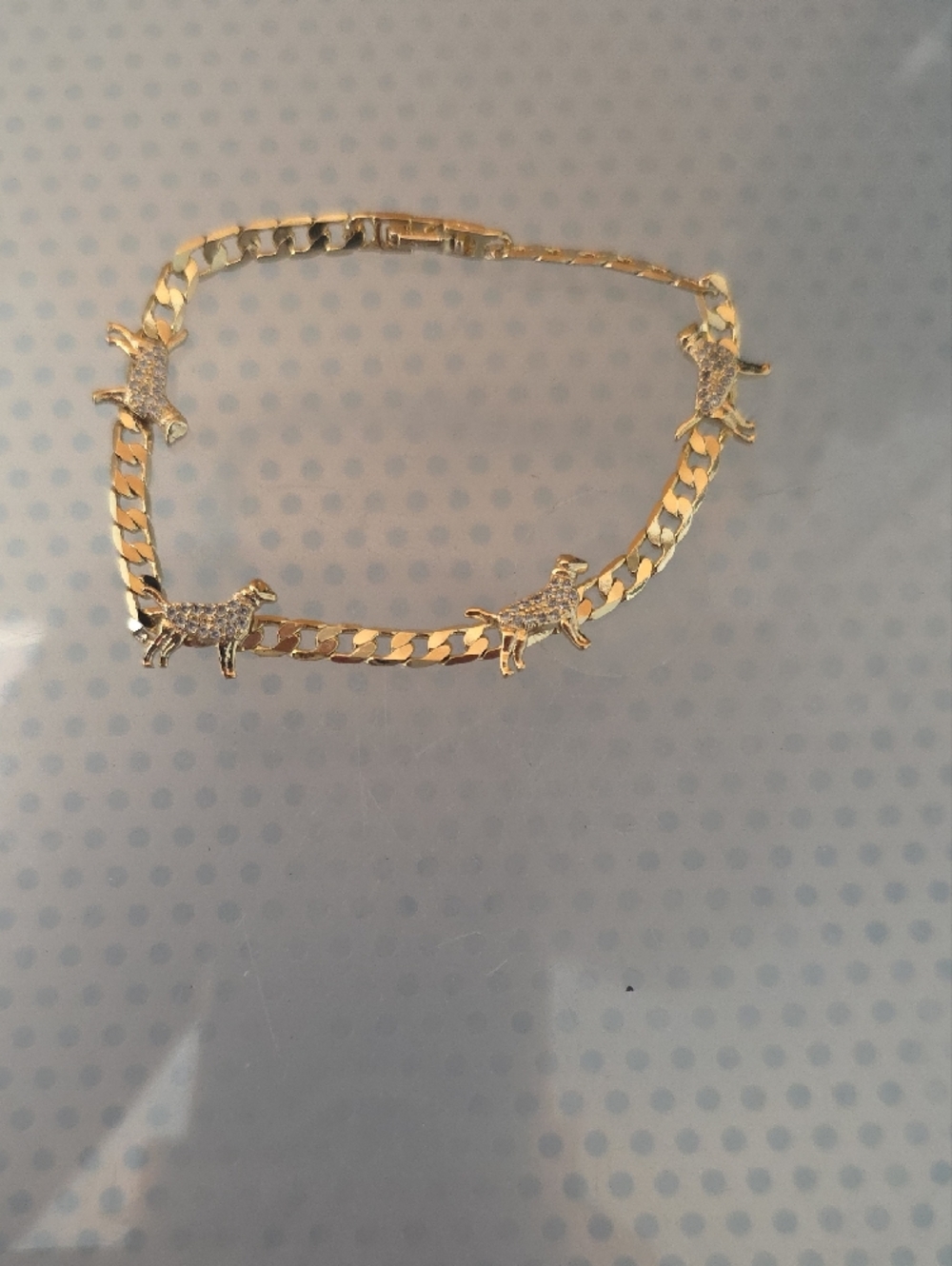 14k Gold Plated Dachshund Charm Chain Bracelet - Women's Jewelry - Picture 4 of 4